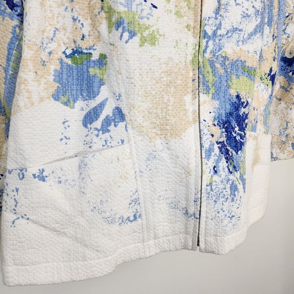 Coldwater Creek Womens Jacket Size P16 Watercolor Embroidered Full Zip Lined - Picture 7 of 12